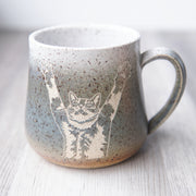 Stretching Cat Mug - Introvert Collection Handmade Pottery