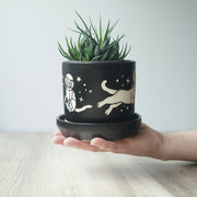 Space Cats Farmhouse Planter with Saucer