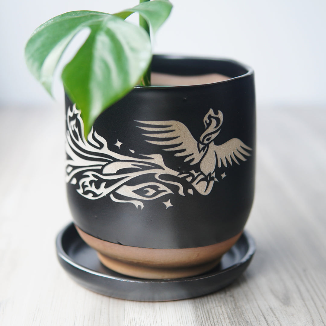 Phoenix Farmhouse Planter with Saucer