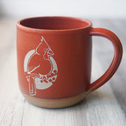 Cardinal Mug in Paprika Red glaze over tan clay; handmade pottery from Portland, Oregon