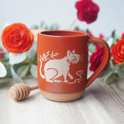 Capybara Cat Mug, Farmhouse Style Handmade Pottery