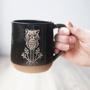 Owl Cat Mug, Farmhouse Style Handmade Pottery