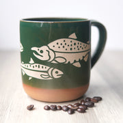 Salmon Fish Mug, Farmhouse Style Handmade Pottery