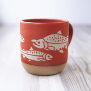 Salmon Fish Mug, Farmhouse Style Handmade Pottery