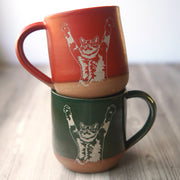 Stretching Cat Mug, Farmhouse Style Handmade Pottery