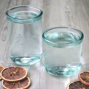 Sea Turtle nautical tumblers made from recycled glass filled with water