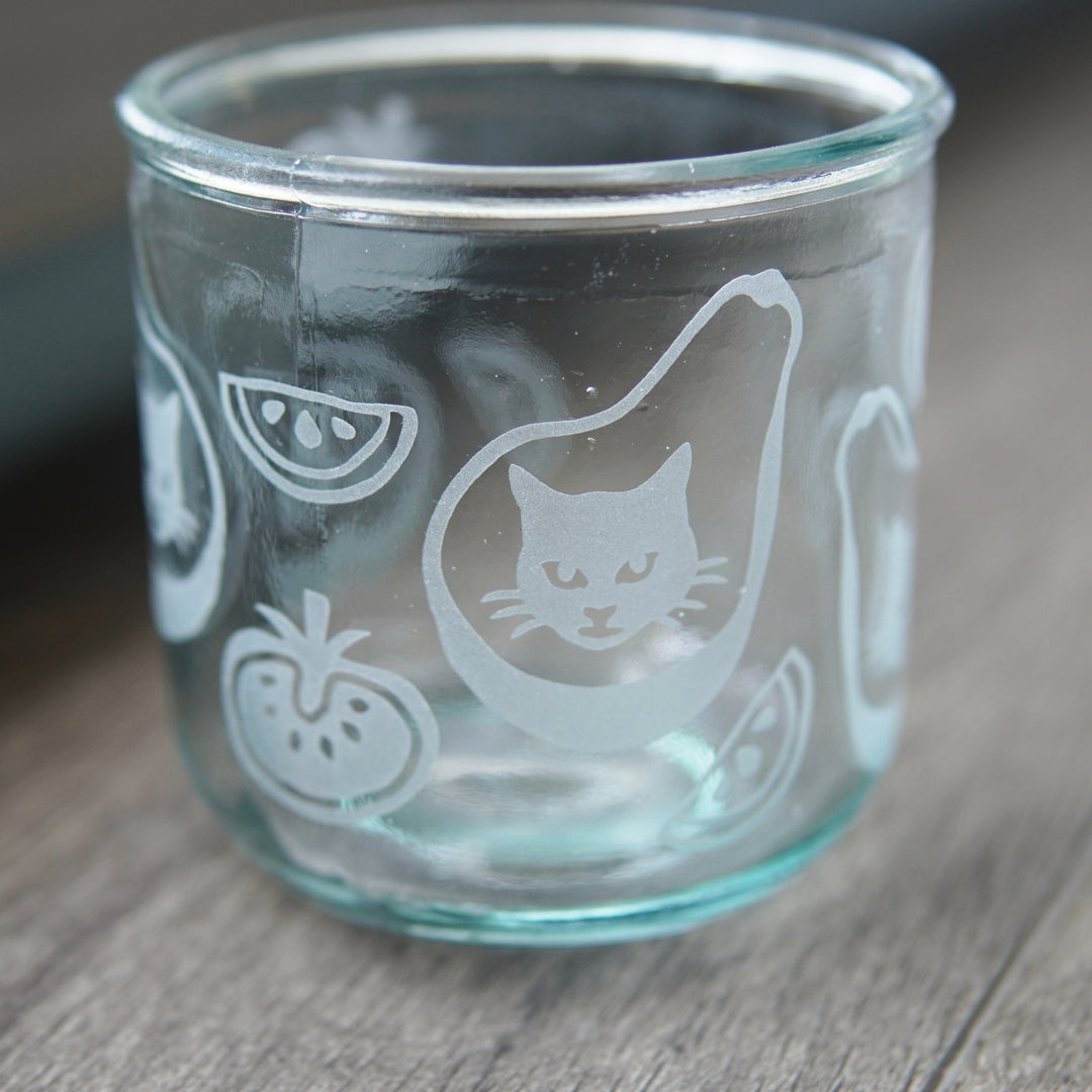 Avocado Cat Short Recycled Glass Tumbler