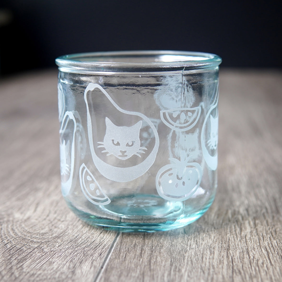 Avocado Cat Short Recycled Glass Tumbler