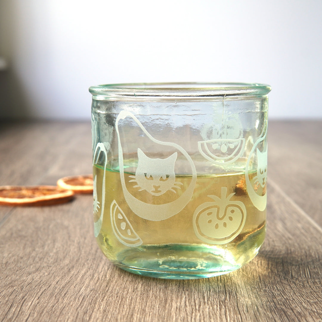 Avocado Cat Short Recycled Glass Tumbler