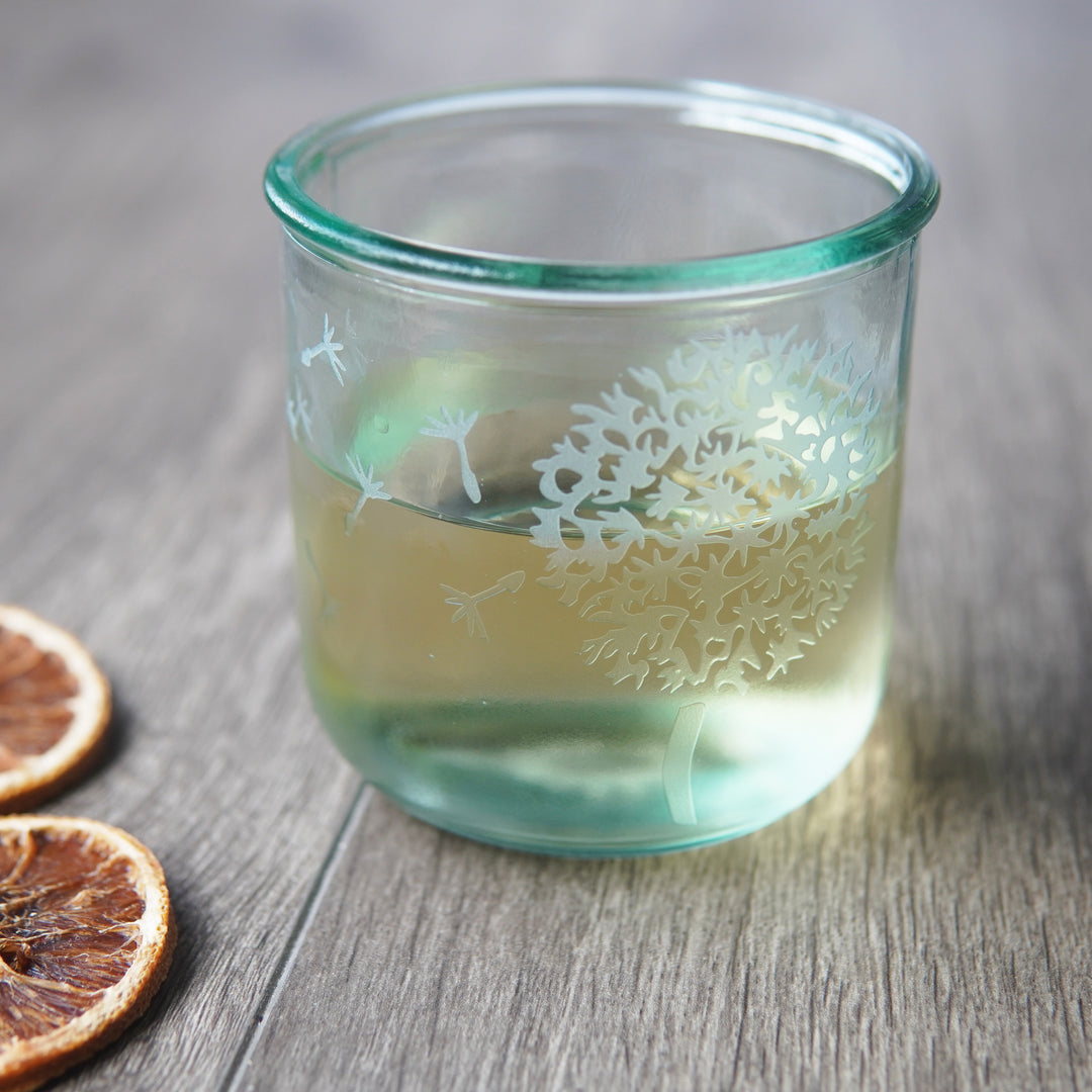 Dandelion Rustic Recycled Glass Tumbler