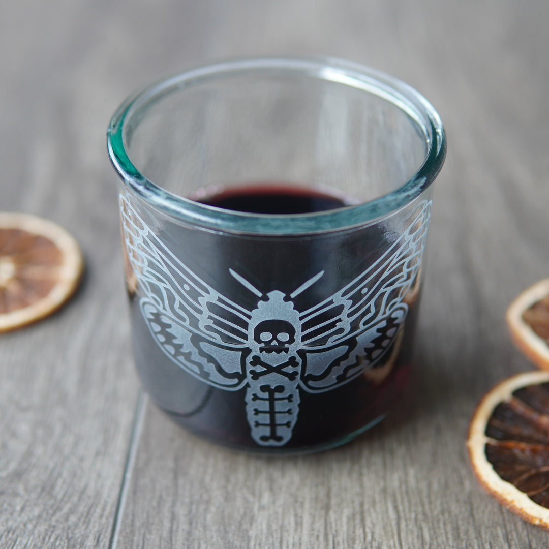 Deaths Head Hawkmoth Rustic Recycled Glass Tumbler