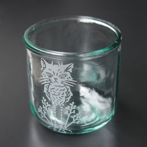 Owl Cat Rustic Recycled Glass Tumbler