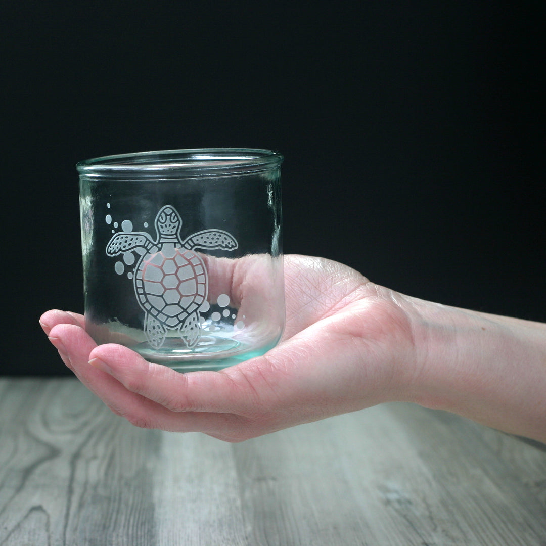 Custom Rustic Recycled Glass Tumbler, Etched-to-Order