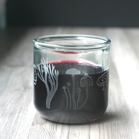 Mushrooms Collection short recycled glass tumbler for wine