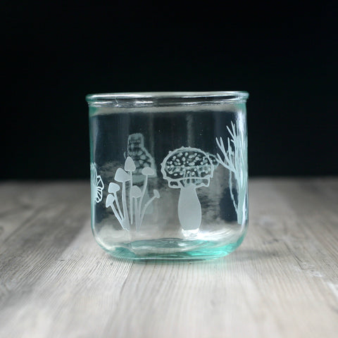 Mushrooms Collection short recycled glass tumbler