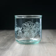 Celestial Snakes etched Short recycled glass tumbler