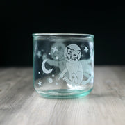 Space Cat Short Tumbler from recycled glass - Moon