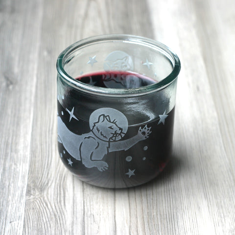 Shooting Star & Moon Engraved Stemless Wine Glass Tumbler - Space