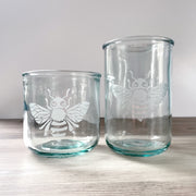 Honey Bee rustic recycled glass tumblers by Bread and Badger