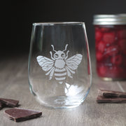 Bee Wine Glass - etched glassware
