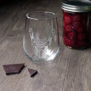 Stretch Cat Stemless Wine Glass - etched glassware