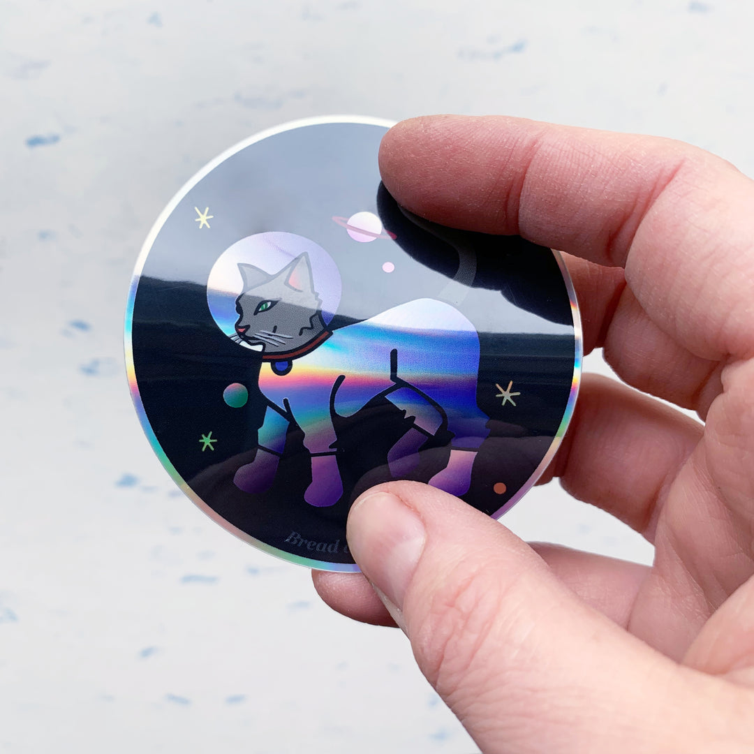 Astro Cat rainbow vinyl sticker