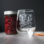 Badger and Baguettes etched stemless wine glass