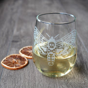 Deaths Head Moth Stemless Wine Glass