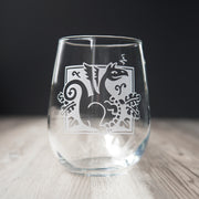 Dragon Stemless Wine Glass - etched glassware