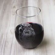 honey badger biting a snake etched wine glass