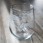 Phoenix Stemless Wine Glass - etched glassware