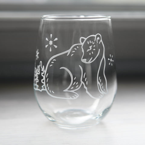 Bears Stemless Wine Glass Set of 2