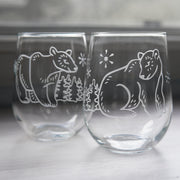 Bears Stemless Wine Glass Set of 2
