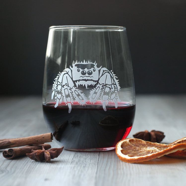 spider etched tumbler glass for wine