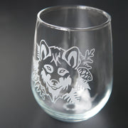Wolf Stemless Wine Glass - etched glassware