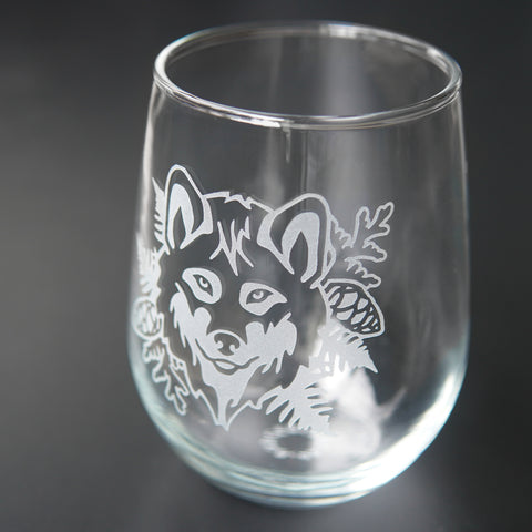 Etched Stemless Wineglass – The Black Dog