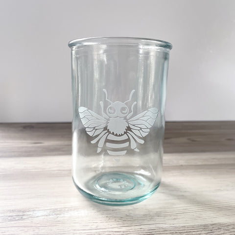 Honey Bee tall recycled glass tumbler by Bread and Badger