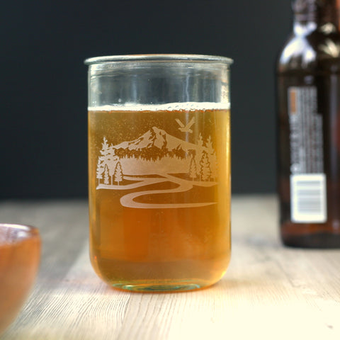 mountain beer glass made from eco-friendly recycled glass