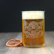 Mushrooms + Ferns Tall recycled glass tumbler - perfect size for a can of beer