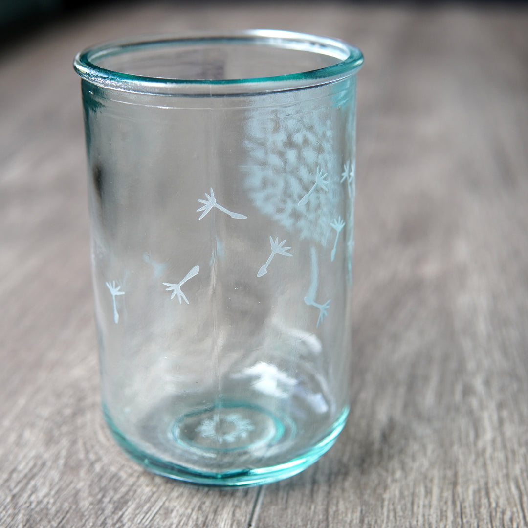 Dandelion Rustic Recycled Glass Tumbler