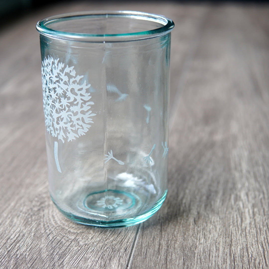 Dandelion Rustic Recycled Glass Tumbler