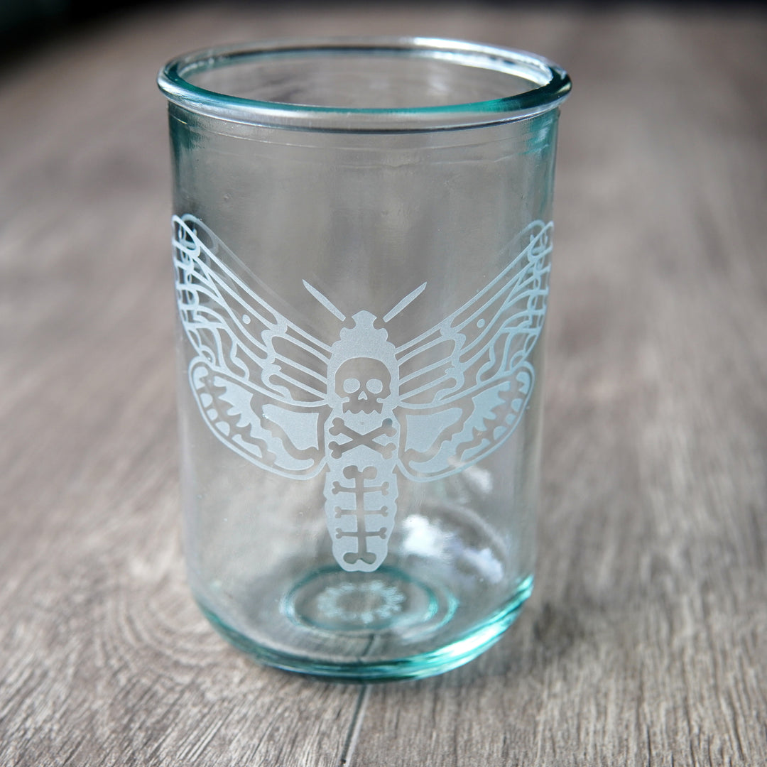 Deaths Head Hawkmoth Rustic Recycled Glass Tumbler