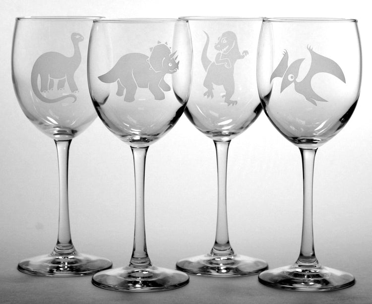 dinosaur wine glass set of 4